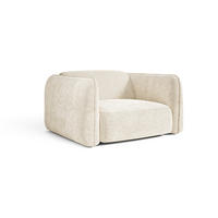SESSEL LOMI Geprägter Samt Creme 118cm - Creme, Textil (118/76/102cm) - Premium Interiors