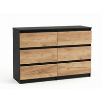 KOMMODE mit fünf Schubladen in Schwarze Craft-Eiche - Schwarz/Naturfarben, Holzwerkstoff (120/77/40cm) - Home Collective