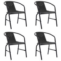 GARTENSTÜHLE 4 Stk. Rattan-Optik Kunststoff und Stahl 110 - Schwarz, Kunststoff (62/74/55cm) - furnicato