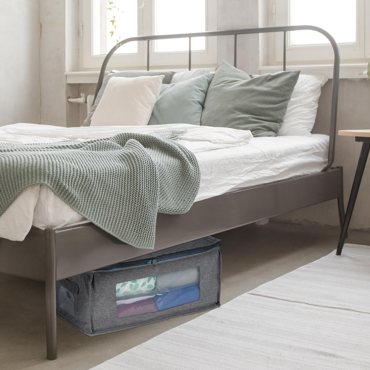 3XÚLOŽNÝ vak - sivá, kov/textil - Relaxdays