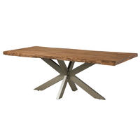 BAUMTISCH Sheesham 240x100x77 natur gebeizt / Kreuzgestell silber matt FREEFORM 5 - Silberfarben/Naturfarben, Holz (240/100/77cm) - Massivmoebel24