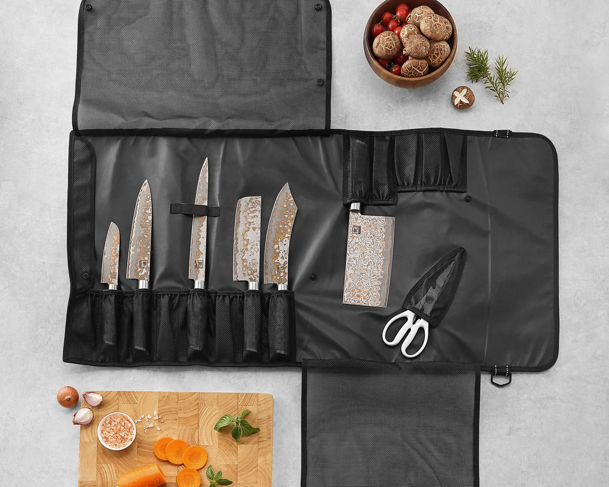 MESSERTASCHE SCHWARZ 13 FÄCHER - Schwarz, Kunststoff (94/1/47cm) - Zayiko