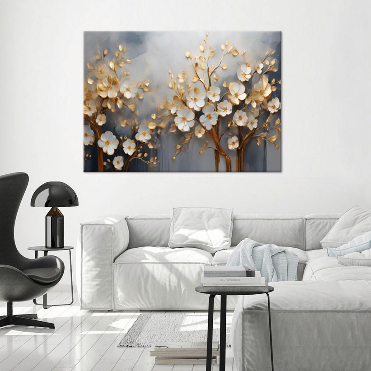 WANDBILD magnolienbaum abstrakt golden - Goldfarben, Textil (60/40cm) - Feeby