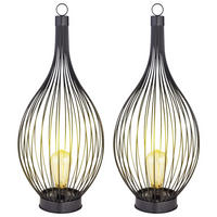 LED AUSSENLEUCHTE Metall Schwarz 2er Set - Schwarz, Metall (25/25/57cm) - Globo Lighting