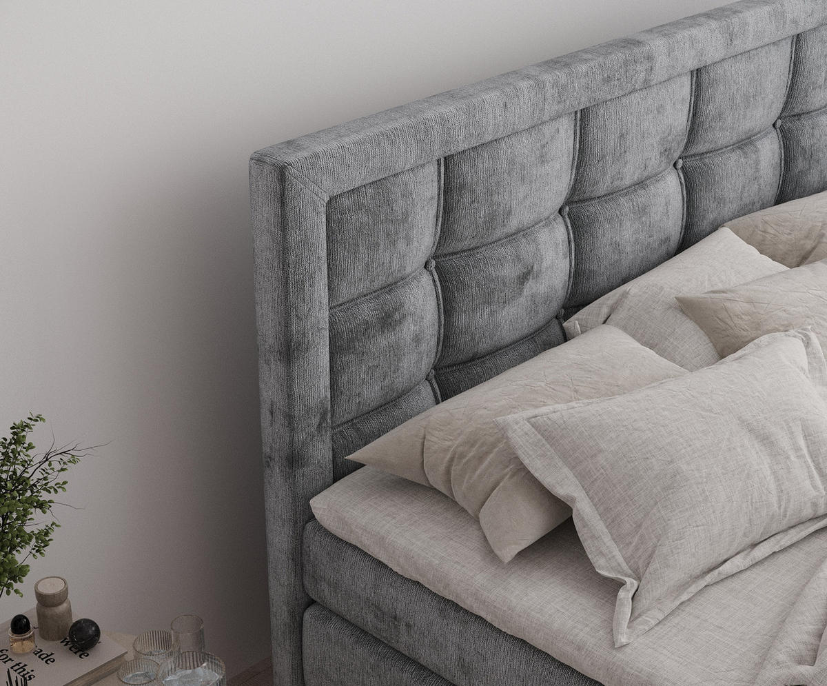 BOXSPRINGBETT Ambrosia Grau 140/200 cm - Schwarz/Grau, Holz/Holzwerkstoff (140/200cm) - Maison de Reve