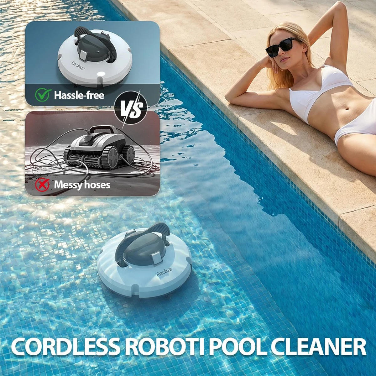 POOLROBOTER Redkey S100, 100 m² Reinigung - Weiß, Kunststoff (33/33cm) - Kaket