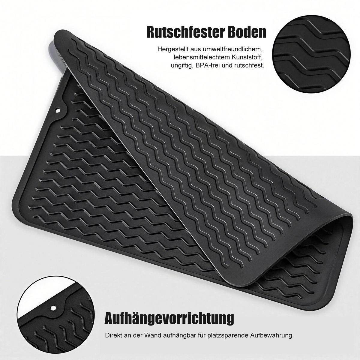 BESTECK Organizer Schublade ausziehbar 3-teilig Küchen Ordnungssystem Set - Schwarz, Kunststoff