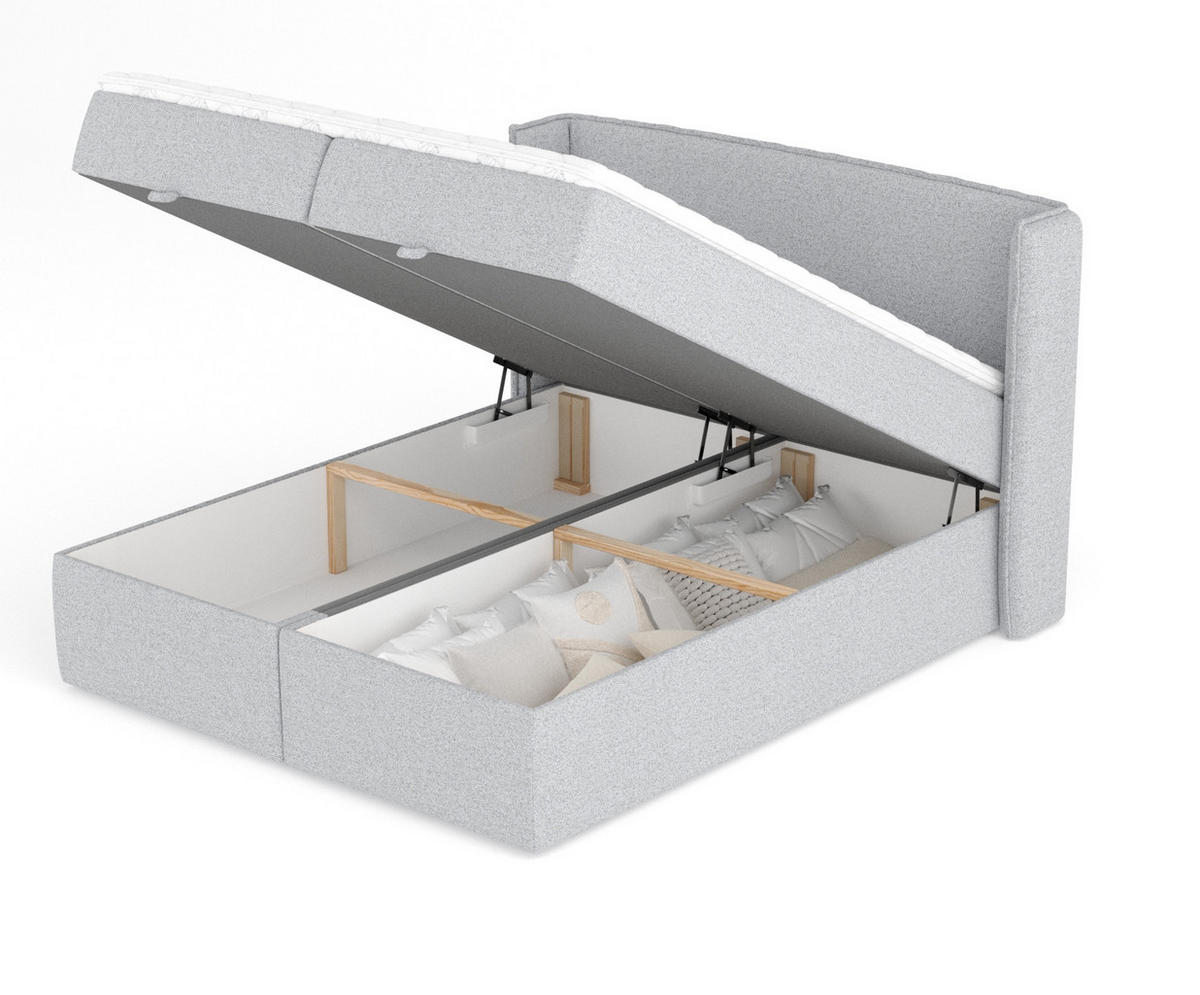 BOXBETT Passion Hellgrau 200/200 cm - Hellgrau/Schwarz, Kunststoff/Textil (200/200cm) - Maison de Reve