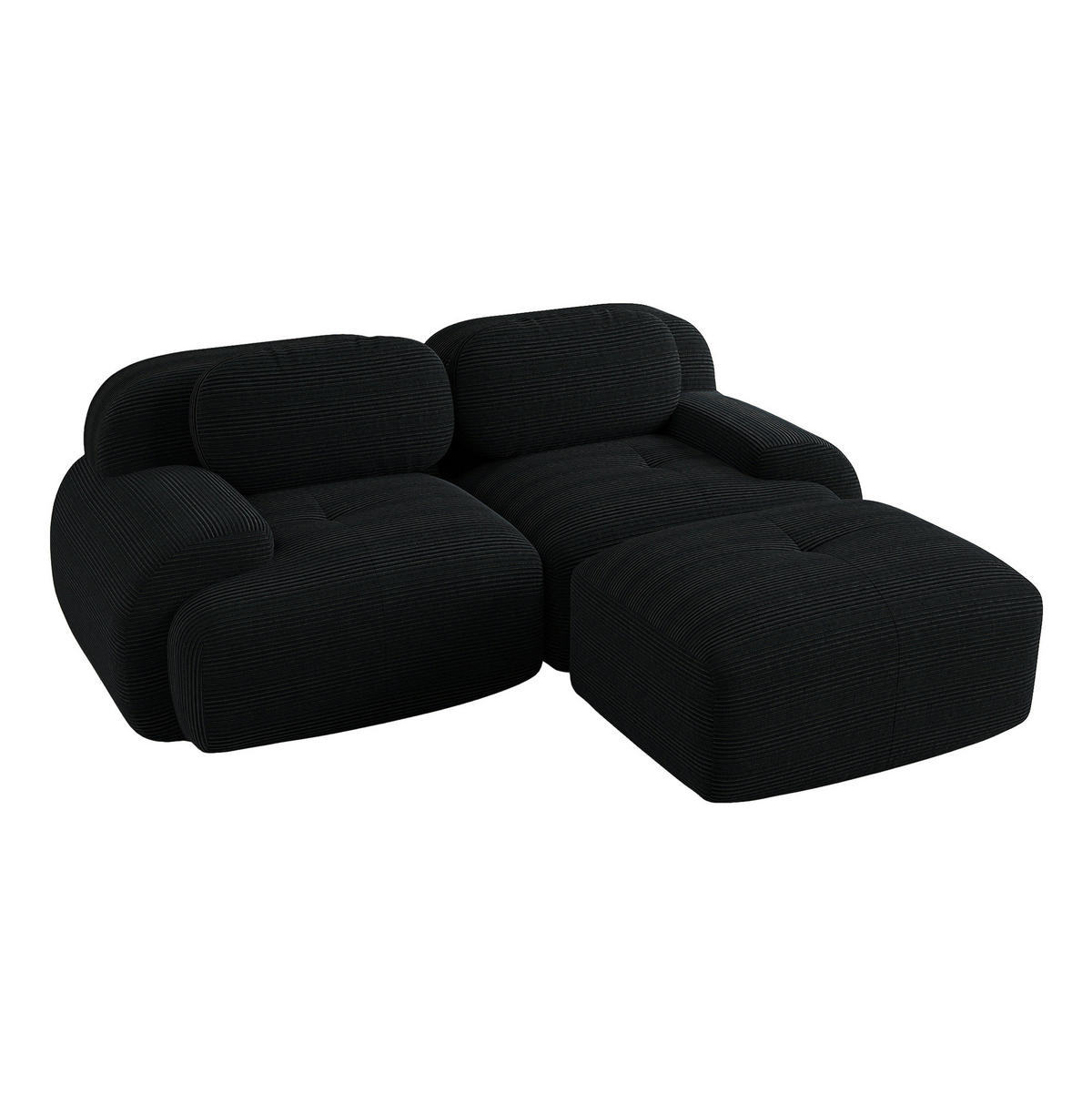ECKSOFA modular rahmenlos Cord Black - Schwarz, Kunststoff (178/208.1cm) - Meubliv