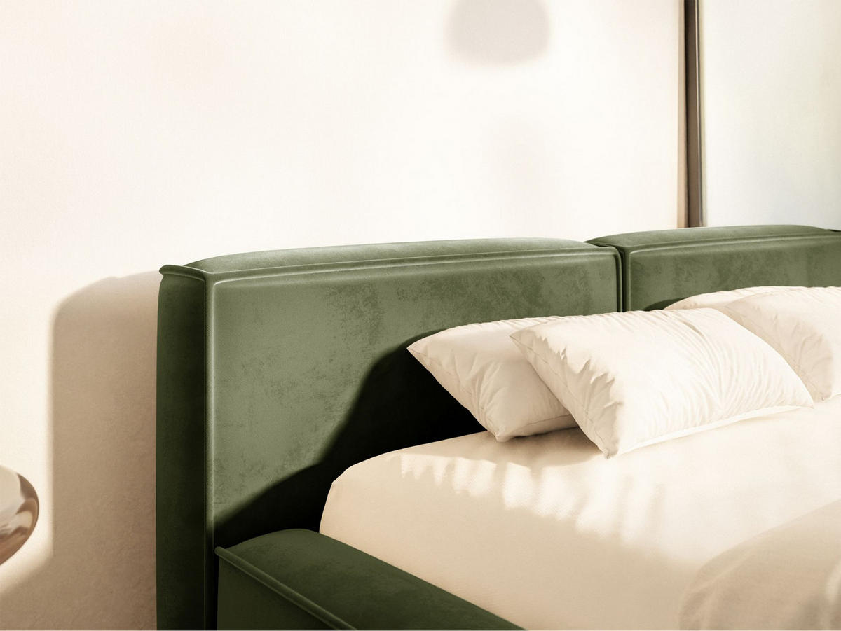 POLSTERBETT Tilves Slim Olivgrün 200x200 cm - Schwarz/Olivgrün, Kunststoff/Textil (200/200cm) - Selsey