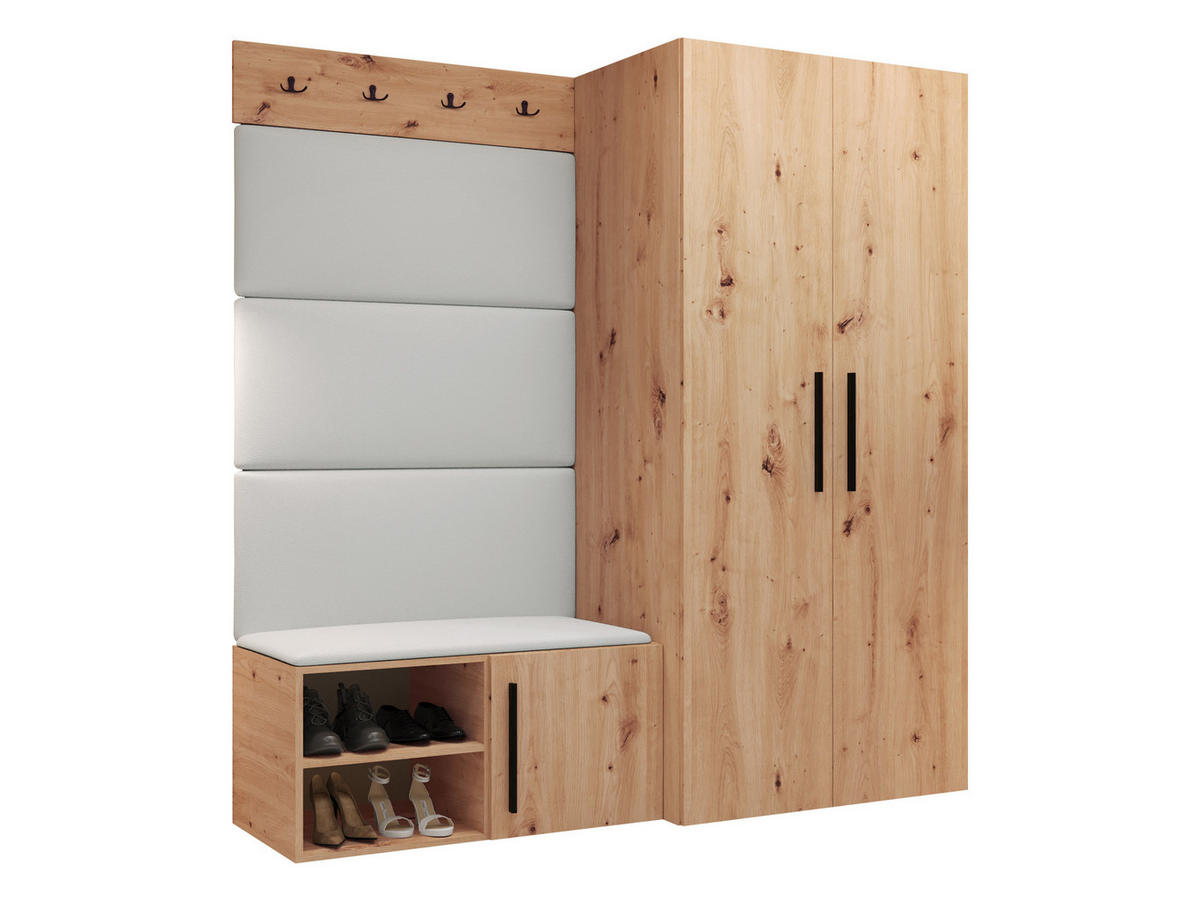 GARDEROBEN-SET Medi I - Schwarz/Weiß, Holzwerkstoff/Kunststoff (80/191/50cm) - MIRJAN24