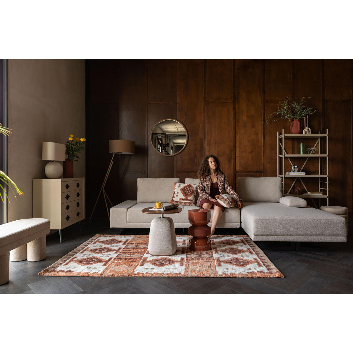 SOFA 3-SITZER Shelly Chaise Longue Rechts Off-White - Beige/Weiß, Kunststoff (308/90/183.5cm) - Dutchbone