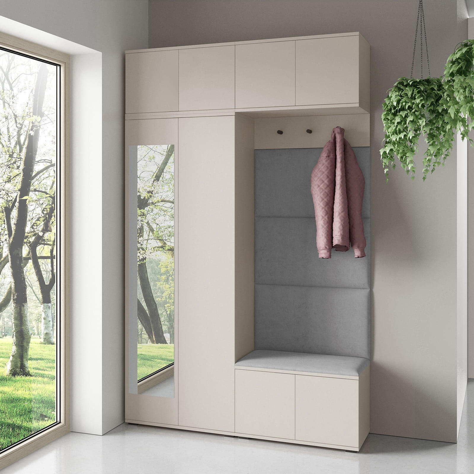 GARDEROBE NAPOLI 1 Flur und Eingangsbereich GRAU - Beige/Grau, Holzwerkstoff (140/225/40cm) - Jerpax