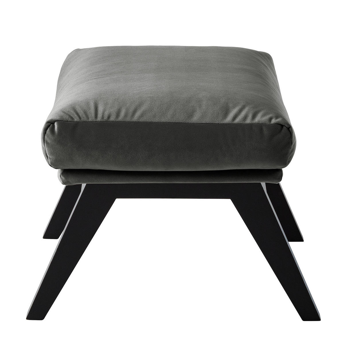 POLSTERHOCKER mit Holzfüßen - Schwarz/Grün, Eichenholz/Textil (51/37/41cm) - home24