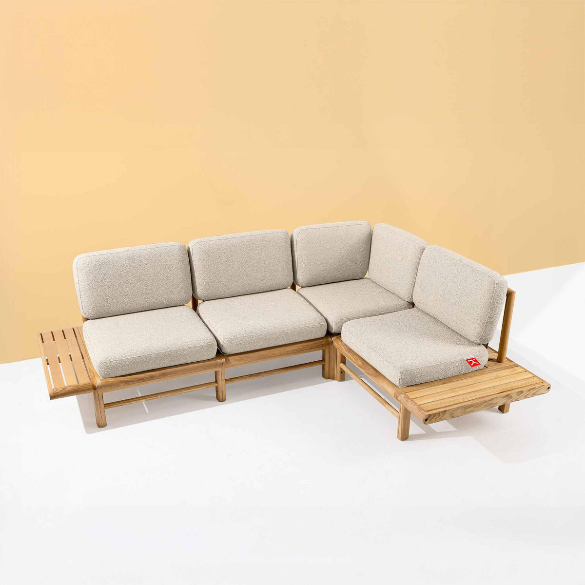 LOUNGESOFA ATREDA rechts - Creme, Holz/Textil (245/74/175cm) - KONSIMO®