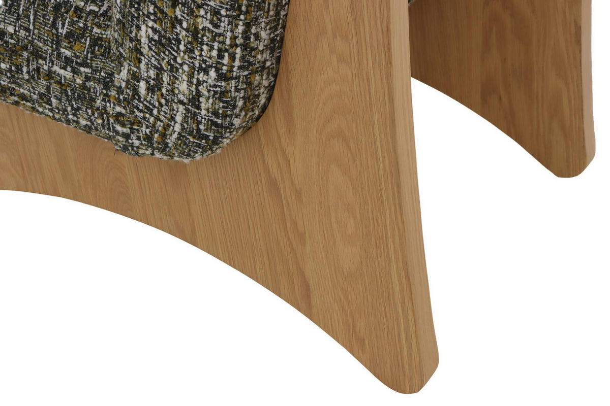 SESSEL Tommy, Natur Massiveiche + grüner Stoff - Grün, Holz (73/86/88cm) - WOODEK
