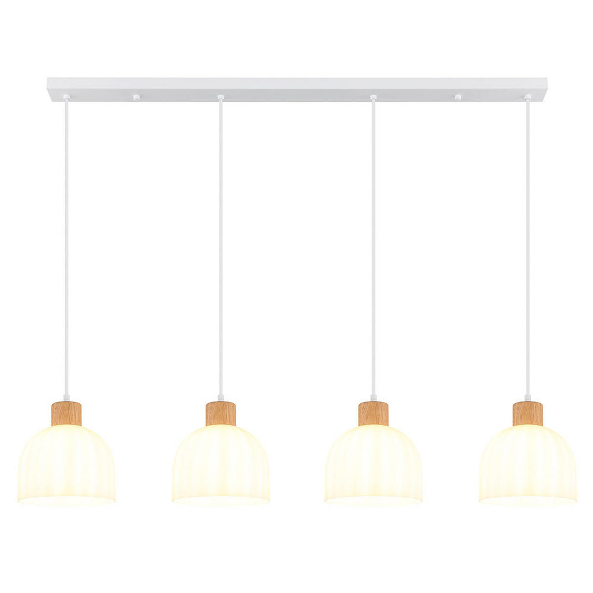 LED PENDELLEUCHTE SWANSON Metall, Glas, Weiß, höhenkürzbar - Weiß, Holz (113/20/120cm) - Globo Lighting