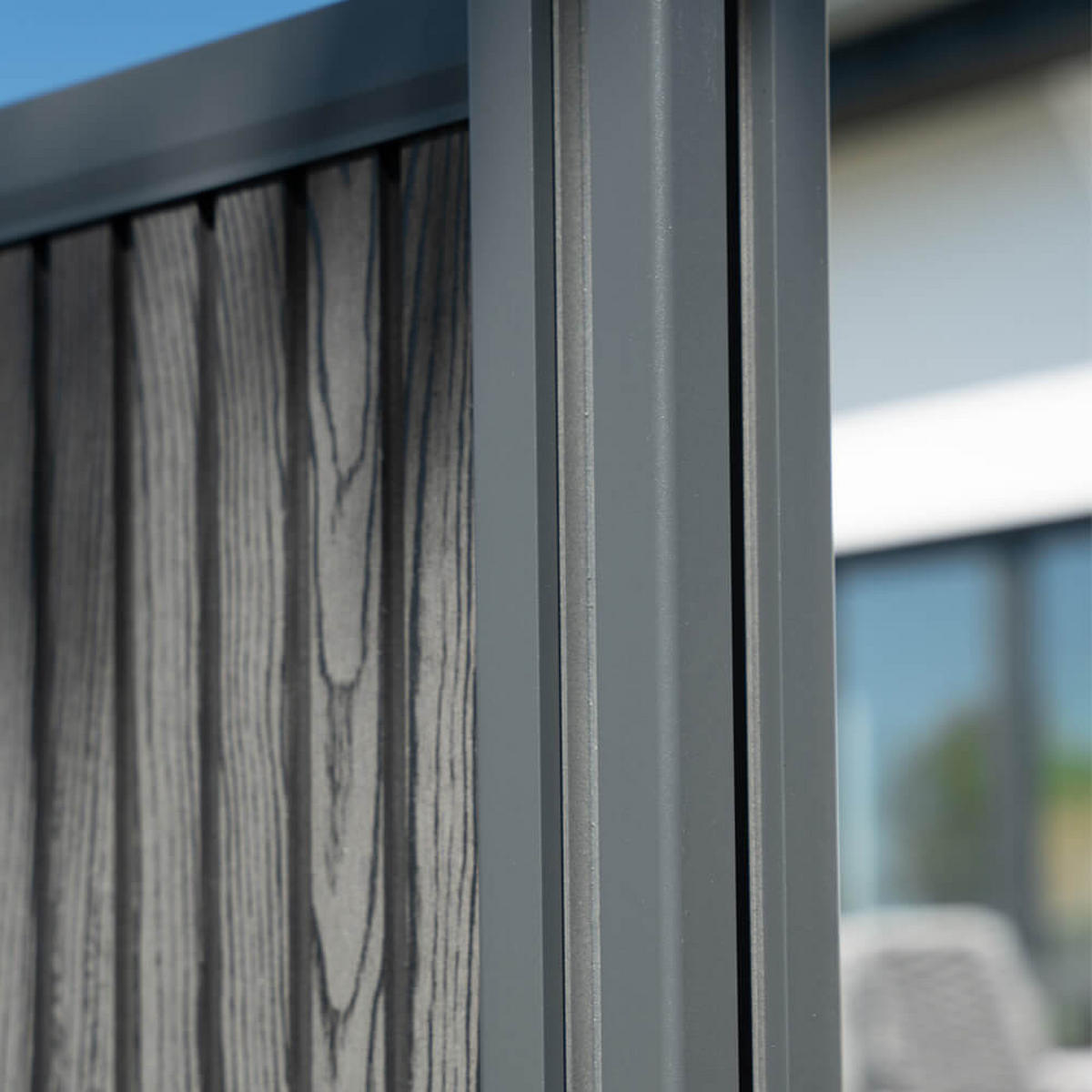 WPC Sichtschutzzaun CALLADO PREMIUM 1 x Element + 2 x Pfosten - Höhe: 185 cm - Anthrazit, Kunststoff (180/185cm) - Home Deluxe