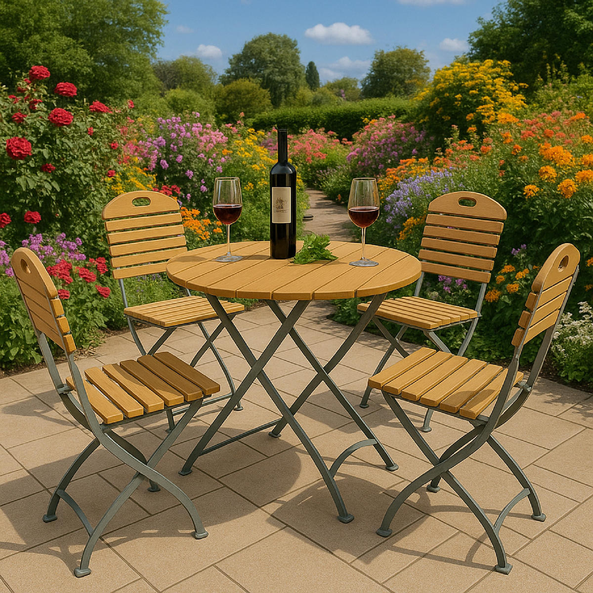 SITZGRUPPE Bad Belzig 5-teilig - Garten Set für 4 Personen - Gartensitzgruppe - Flachstahl verzinkt - Robinie - Grau, Holz - TPFGarden