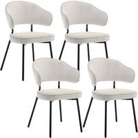 ESSZIMMERSTUHL 4er Set, Metallbeinen, gepolstert, Samt - Creme, Textil/Metall (50/83.5/43cm) - Woltu