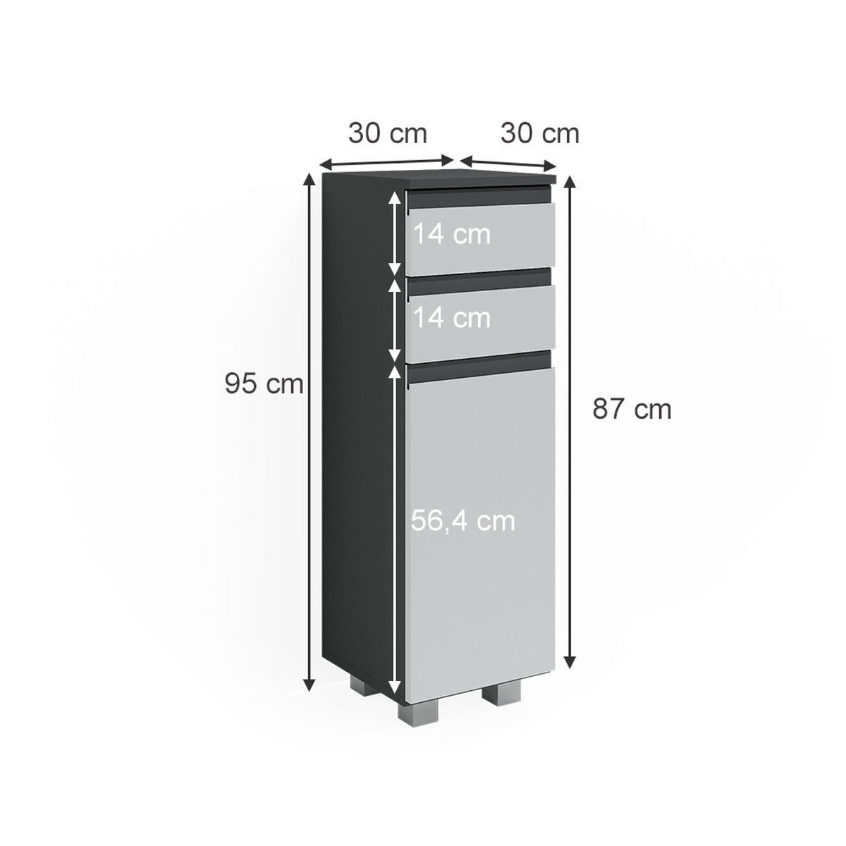 STŘEDNÍ SKŘÍŇKA J-Shape Antracit - bílá, kompozitní dřevo (30/95/30cm) - Vicco