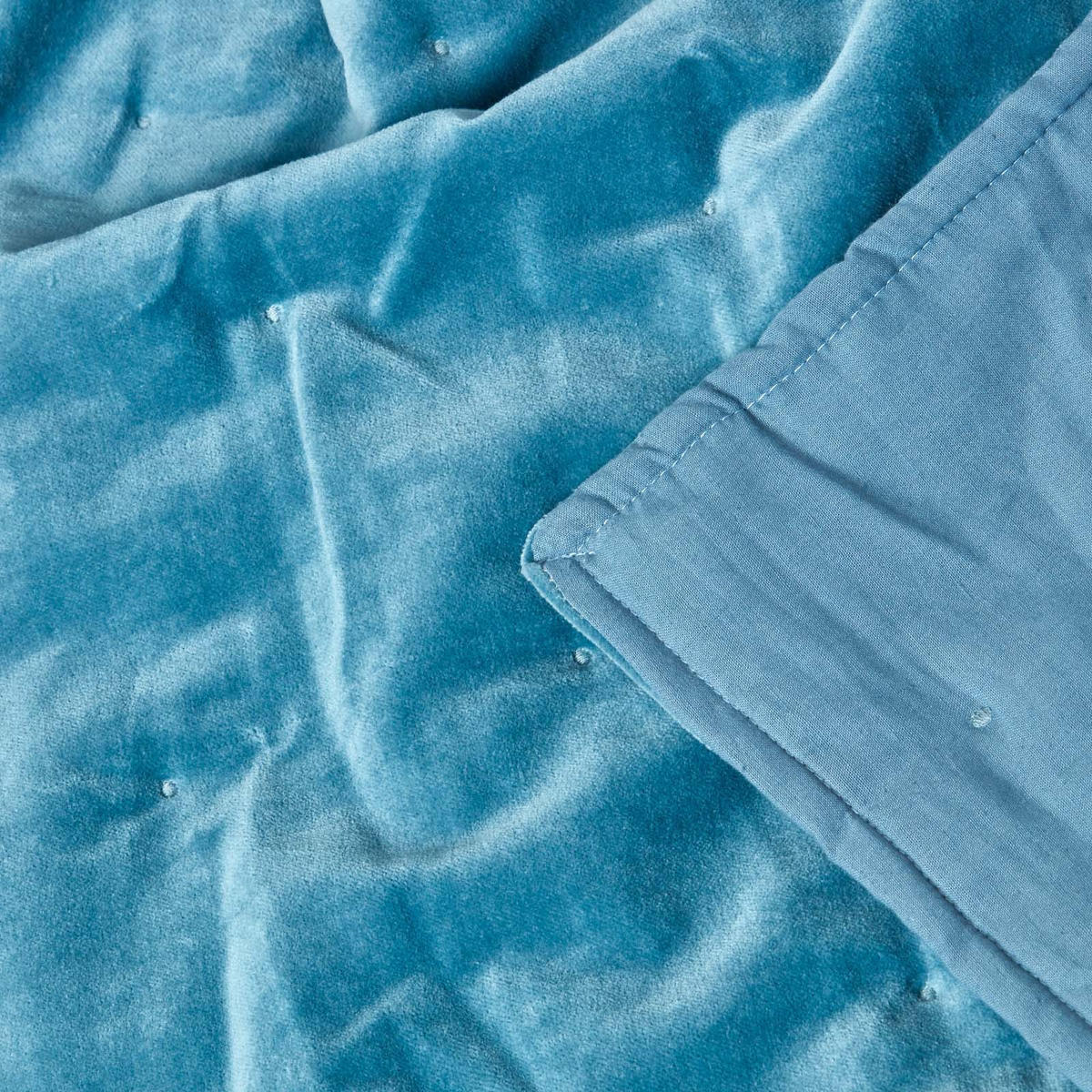 SAMT-KUSCHELDECKE 150/200 cm, Baumwolle wattiert - Blau, Textil (150/200cm) - Homescapes