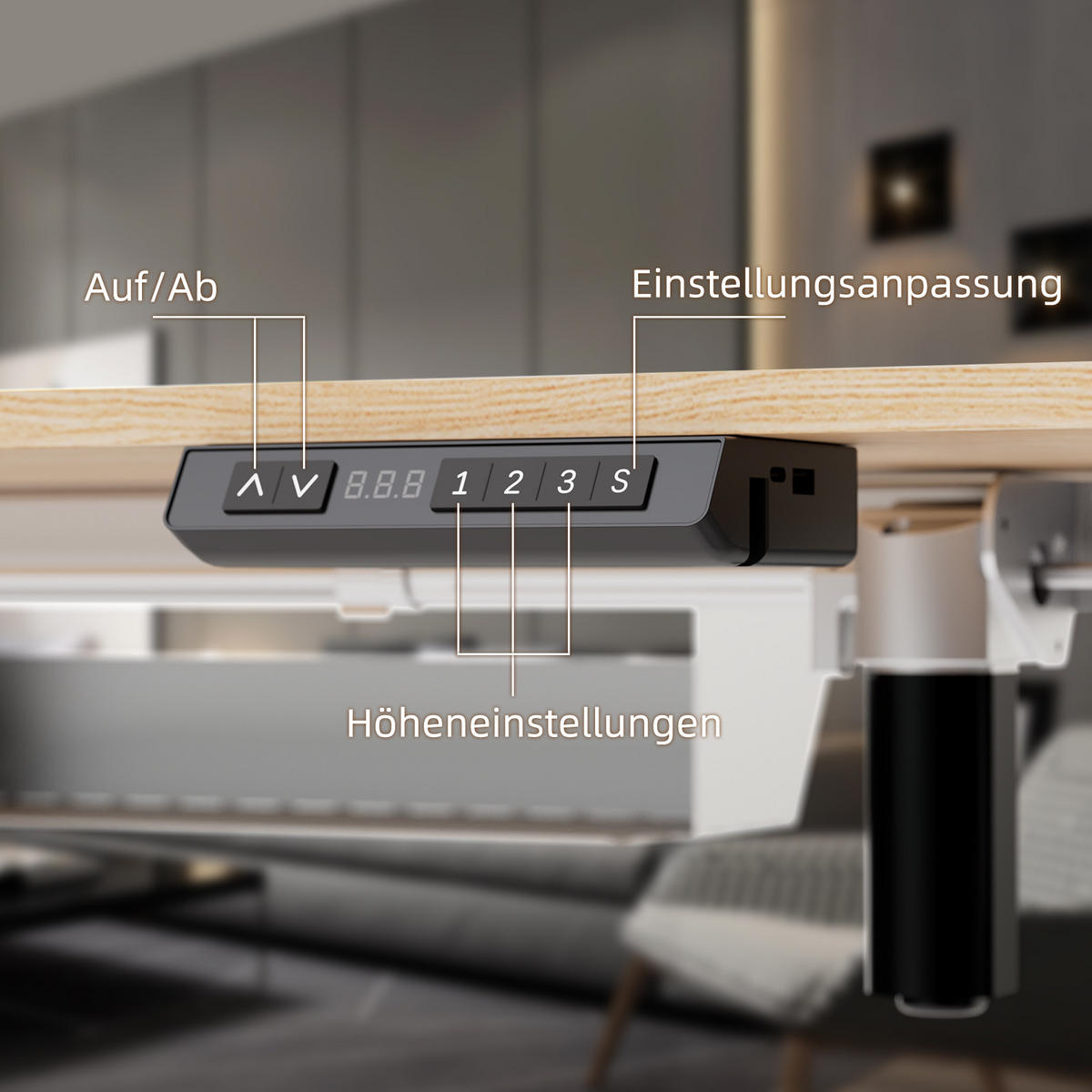 SCHREIBTISCH höhenverstellbar 70 - 120 cm - Hellbraun/Weiß, Holz/Metall (120/60/69cm) - HOMAVO