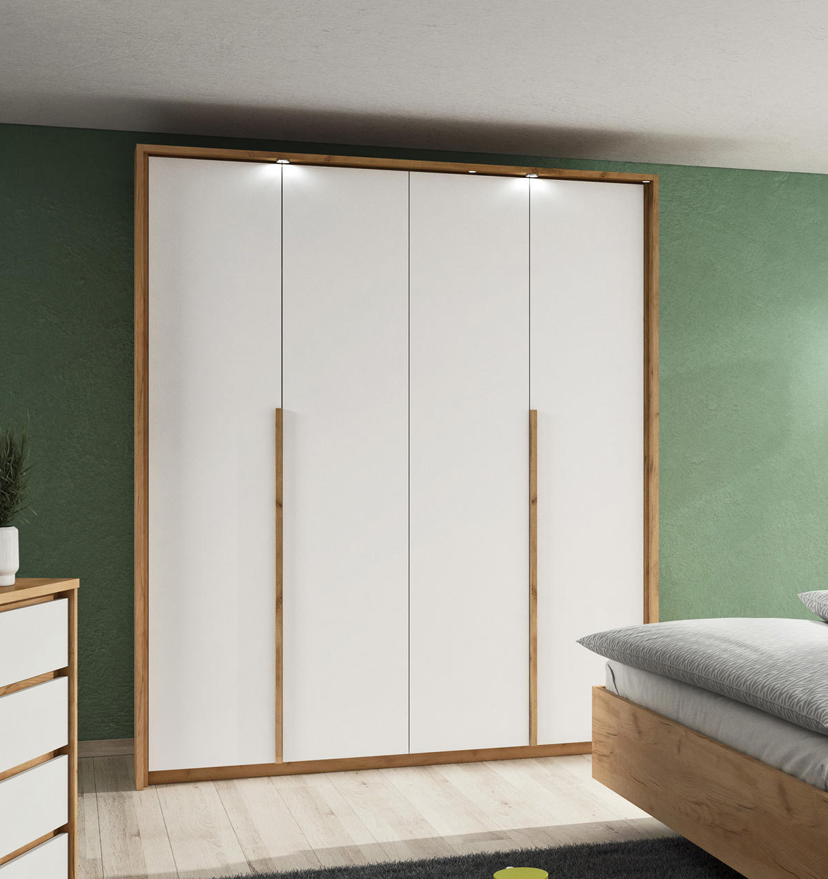 KLEIDERSCHRANK Xelo weiß / Wildeiche Gold 225 / 60 / 213,5cm - Weiß/Braun, Holz/Holzwerkstoff (225/213/60cm) - Feldmann-Wohnen