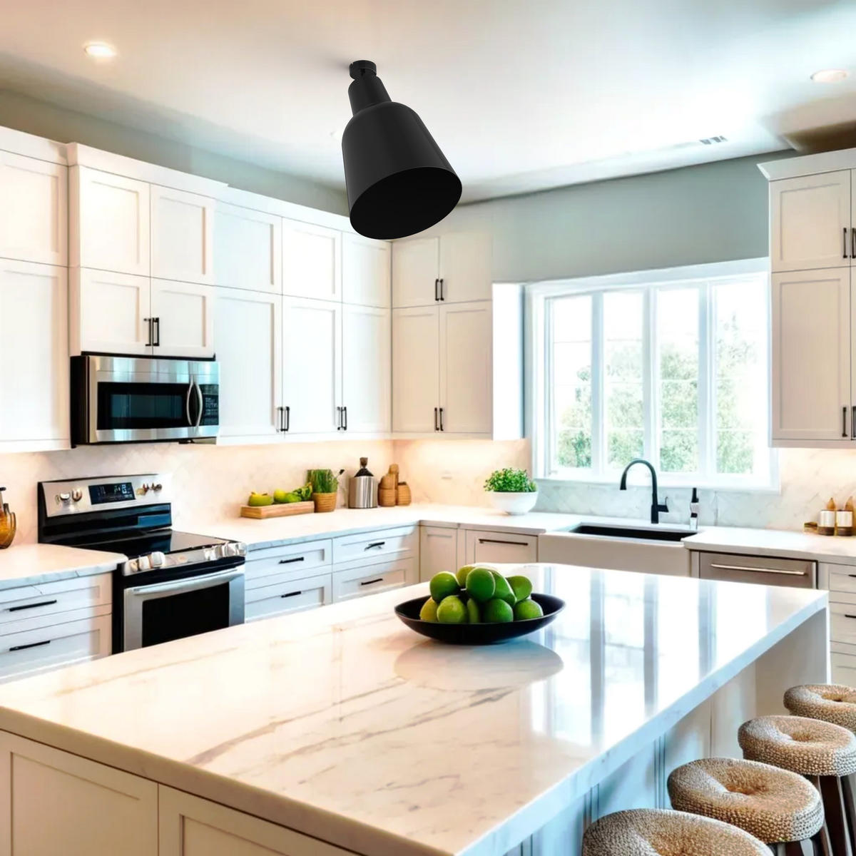 DECKENLEUCHTE - Schwarz Hochglanz, Metall (25/25/32.5cm) - Lumicom