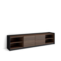 TV-SCHRANK, Lowboard, 207/37/50cm, Für TV-Geräte bis zu 80", Eiche und Schwarz - Dunkelbraun, Holzwerkstoff (207/50/37cm) - Skraut Home