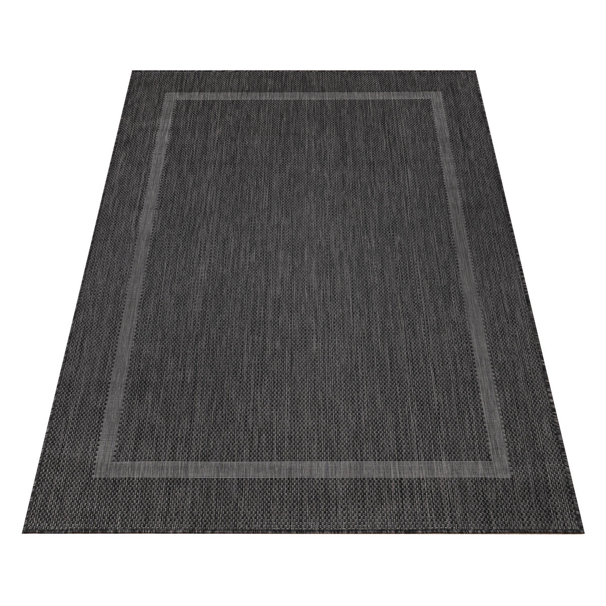 TEPPICH Outdoor Flachgewebe Uni-Design Polypropylen Balkon Schwarz Rechteckig 240x340 - Schwarz, Textil (240/340cm) - KADIMA DESIGN