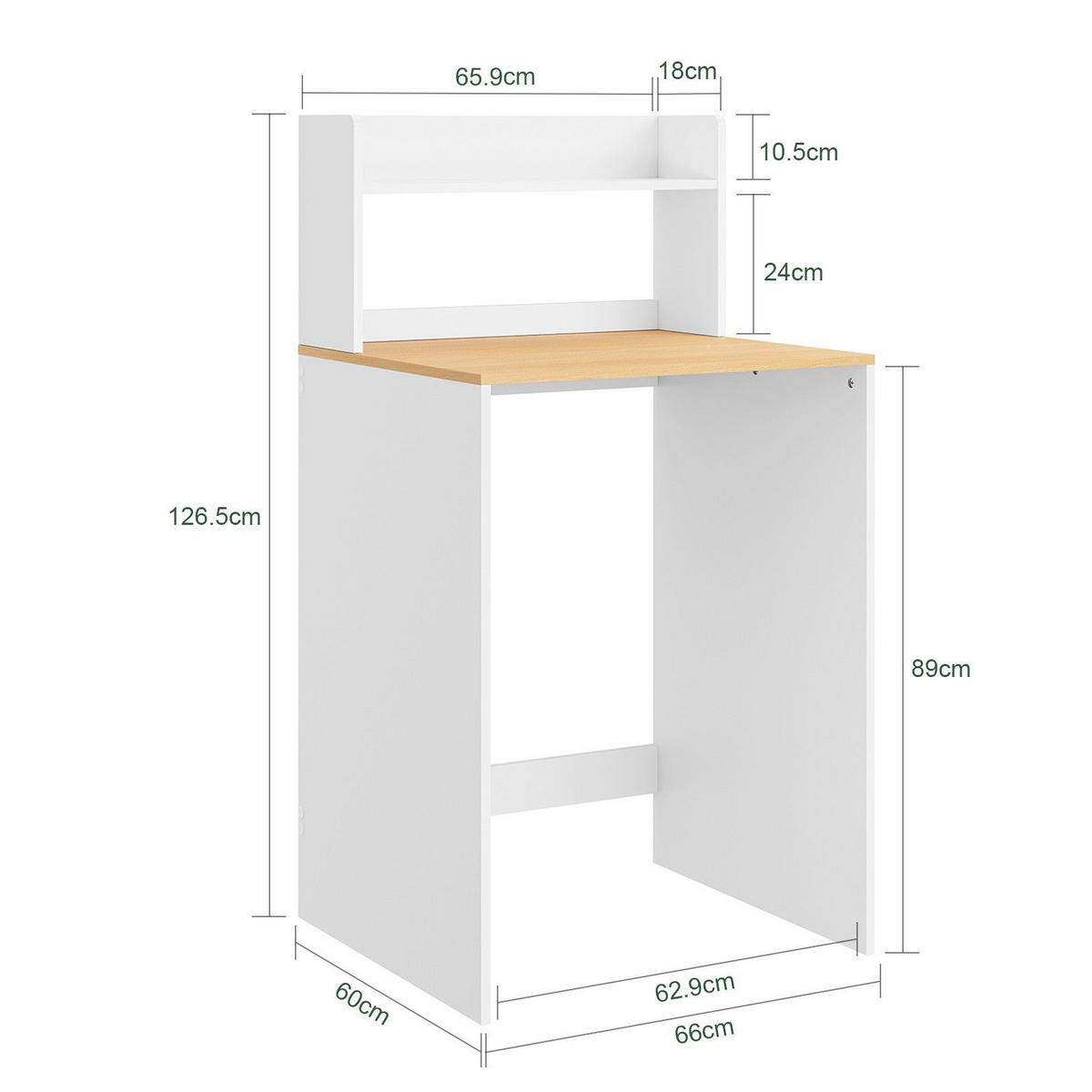 WASCHMASCHINENSCHRANK mit Regal Weiß Natur 66x60x127cm - Weiß, Holzwerkstoff (65/126/60cm) - SoBuy
