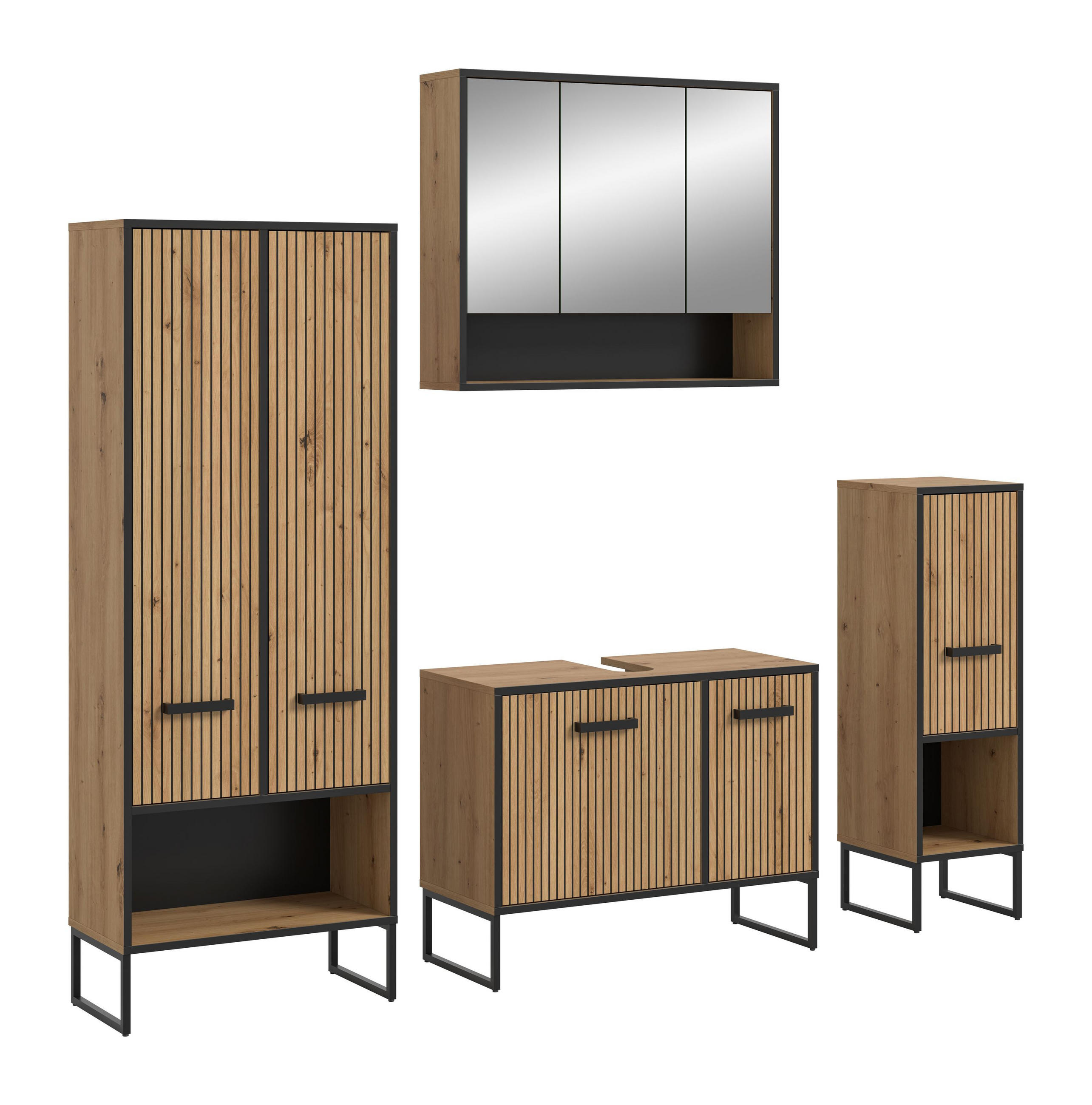 BAD-SET BAGNO 4-tlg. (B/H/T: ca. 199/192/36 cm) in Artisan Oak Nachbildung/Artisan Oak Nachbildung - Eiche Artisan, Holzwerkstoff (199/192/36cm)