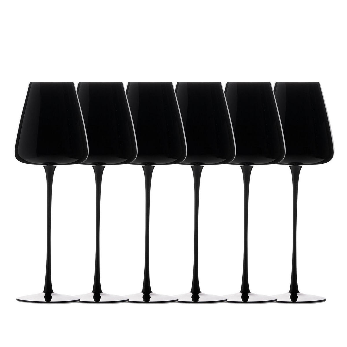 WEINGLAS-SET 500 ml (6er Set) - Schwarz, Glas (0.5L) - Intirilife