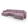 WOHNLANDSCHAFT FENTO M Lila Velours-Stoff mit Schlaffunktion - Lila, Holz (347/90/148cm) - MASSENO