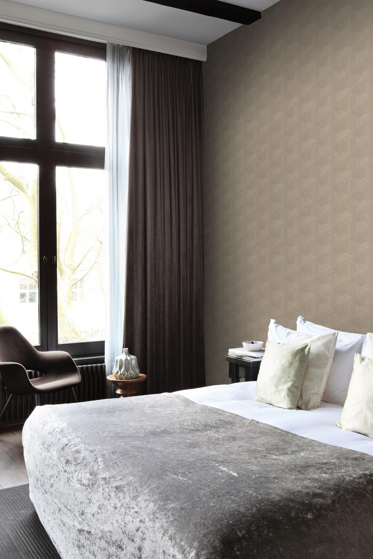 TAPETE 3D-Muster 50 x 900 cm - Beige, Papier (50/900cm) - Origin Wallcoverings