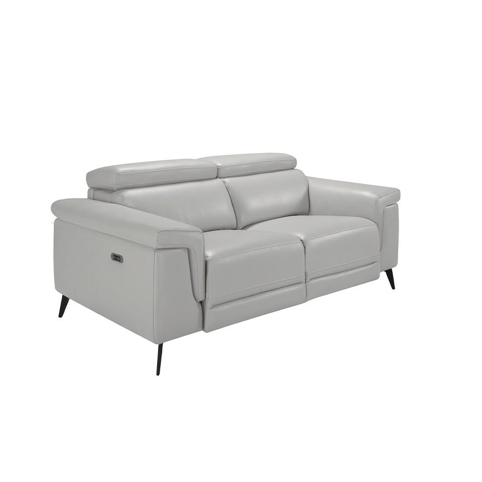 SOFA 2-SITZER Hellgrau Schwarz 170/103/99 cm - Hellgrau/Schwarz, Leder (170/99/103cm) - ANGEL CERDA
