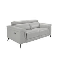 SOFA 2-SITZER Hellgrau Schwarz 170/103/99 cm - Hellgrau/Schwarz, Leder (170/99/103cm) - ANGEL CERDA