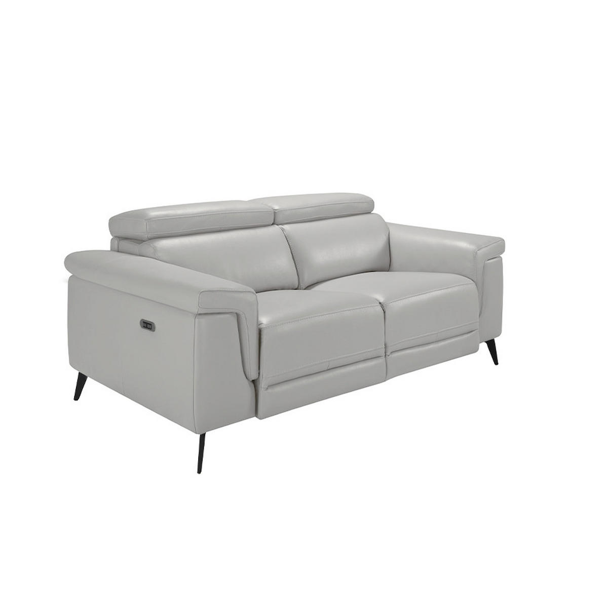 SOFA 2-SITZER Hellgrau Schwarz 170/103/99 cm - Hellgrau/Schwarz, Leder (170/99/103cm) - ANGEL CERDA