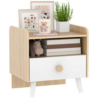 NACHTTISCH DE-18633 mit Schublade, offenem Fach Naturholz - Weiß, Holzwerkstoff (32.5/40/40cm) - ComfortXL