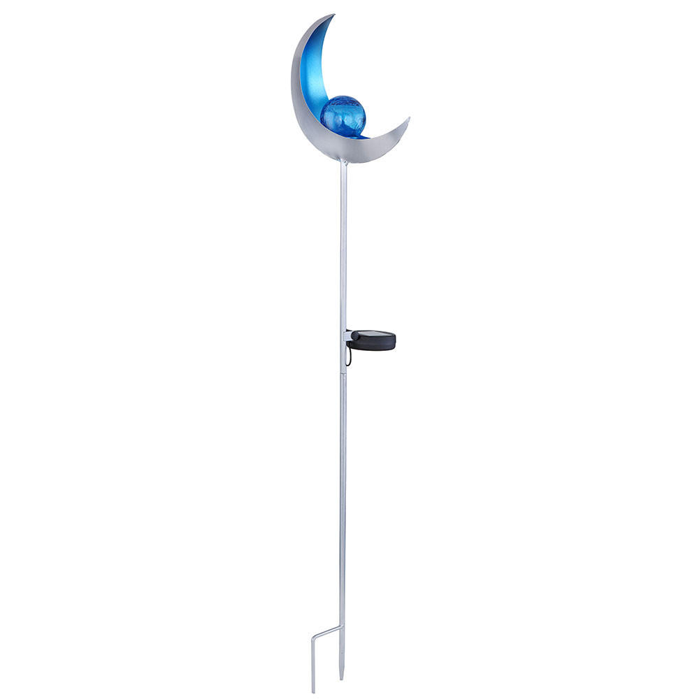 LED WEGELEUCHTE Solar Mond Silber Blau - Silberfarben, Glas (18/6/90cm)