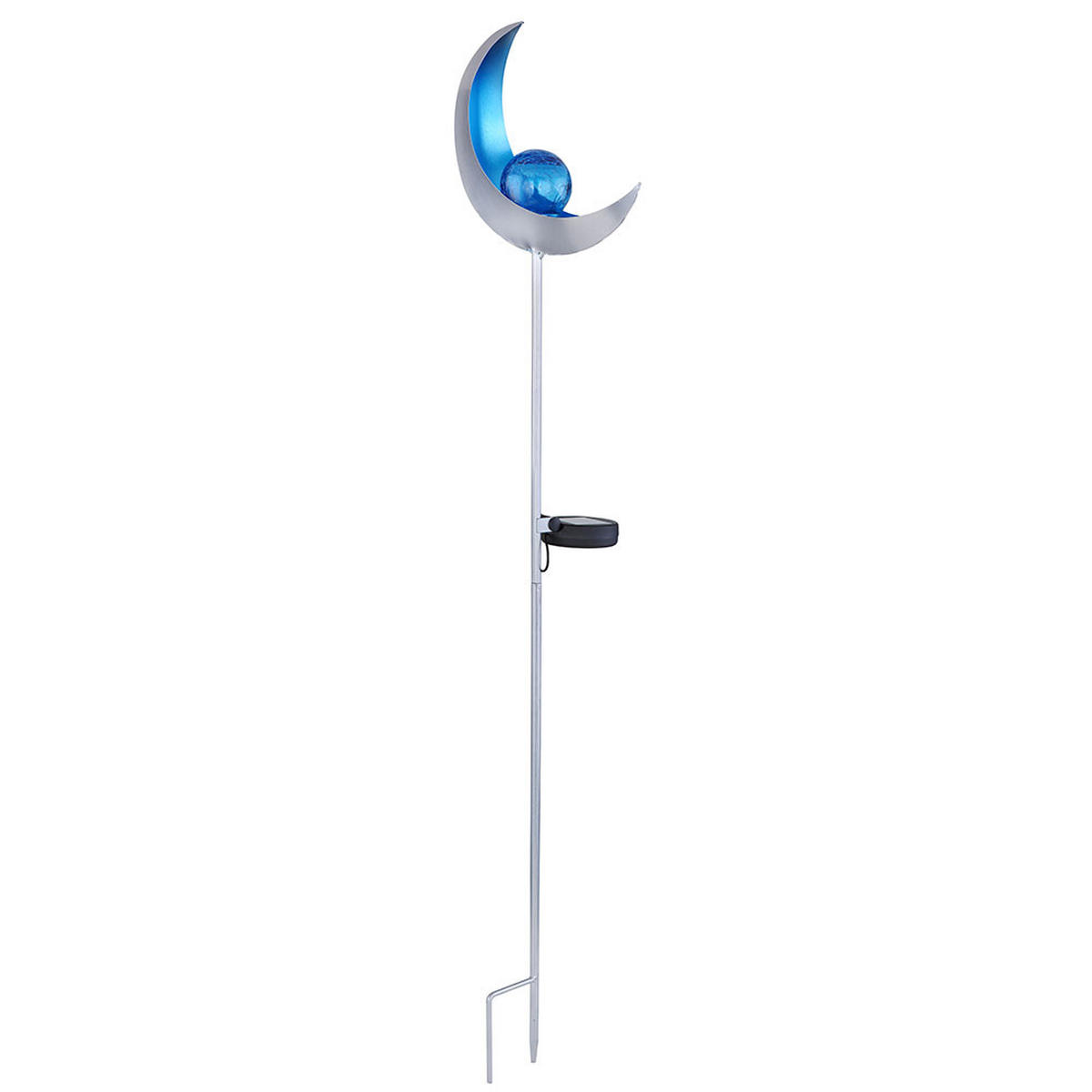 LED WEGELEUCHTE Solar Mond Silber Blau - Silberfarben, Glas (18/6/90cm)