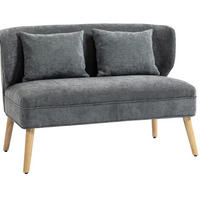 SOFA 2-Sitzer 117 cm Chenille Grau - Grau, Holzwerkstoff (117/78.5/65cm) - Meubliv