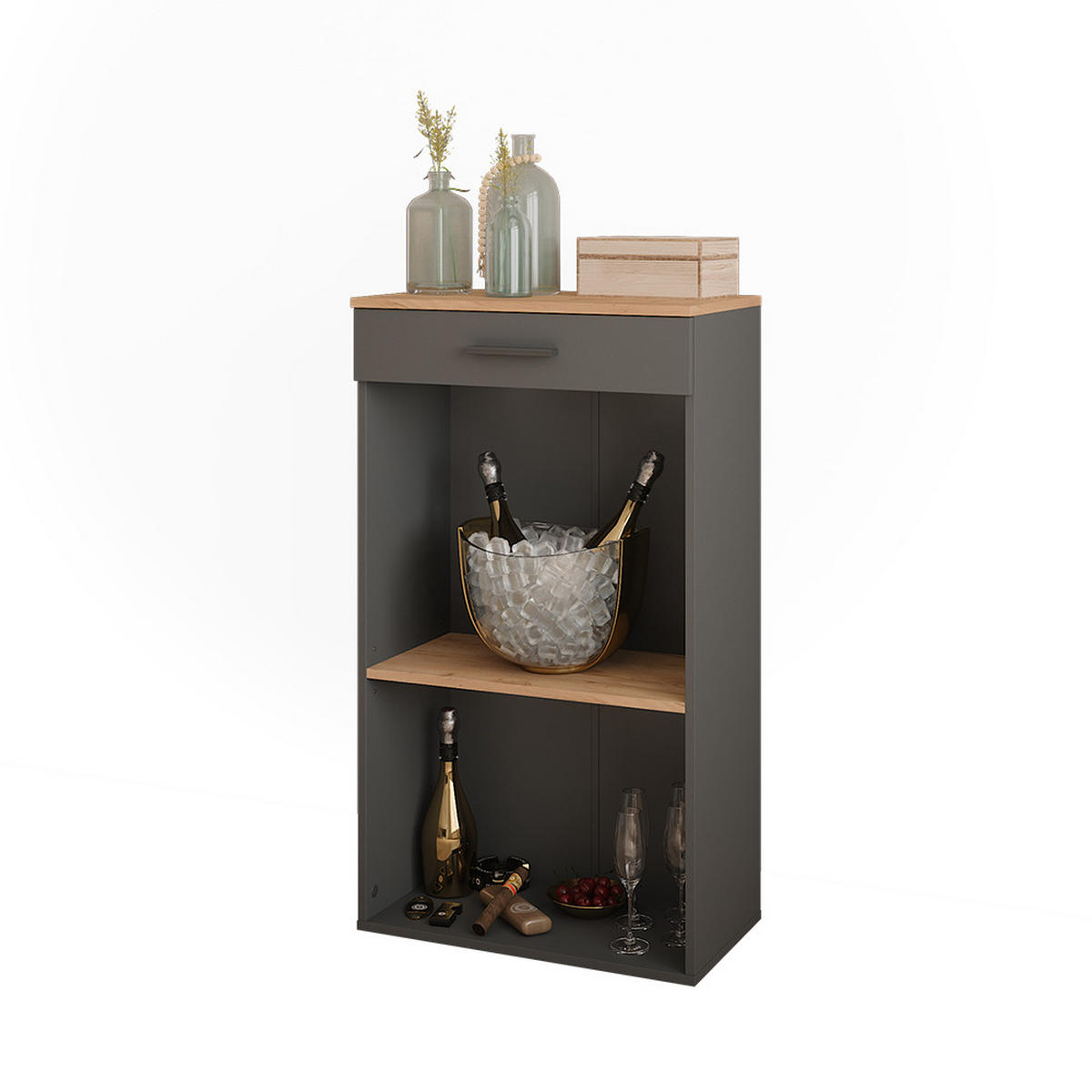 WEINREGAL Repose Goldkraft Eiche/Anthrazit 60 x 106 cm - Honigeiche/Anthrazit, Holzwerkstoff (60/106/34.5cm) - Vicco