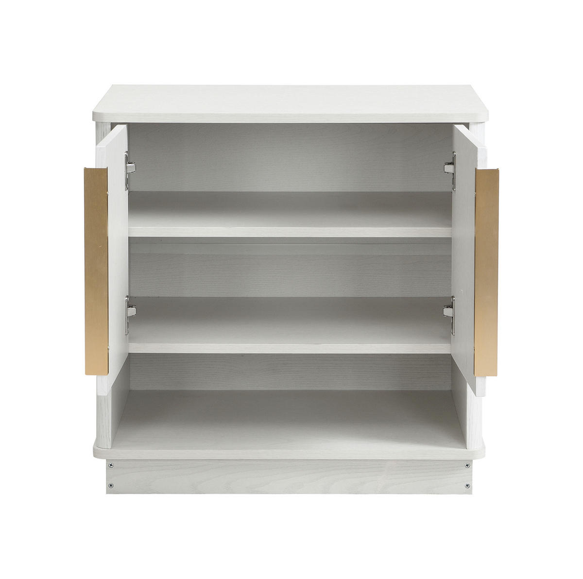SCHUHSCHRANK 60/40/61 cm Weiß in Holzoptik aus MDF mit 2 Türen und offenem Fach - Weiß, Holzwerkstoff (60/61/40cm) - OKWISH