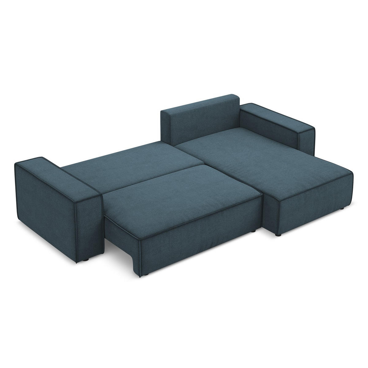 ECKSOFA mit Schlaffunktion Strukturstoff Stoff Blau - Blau/Blaugrau, Kunststoff/Textil (290/185cm) - LaMiaSofa