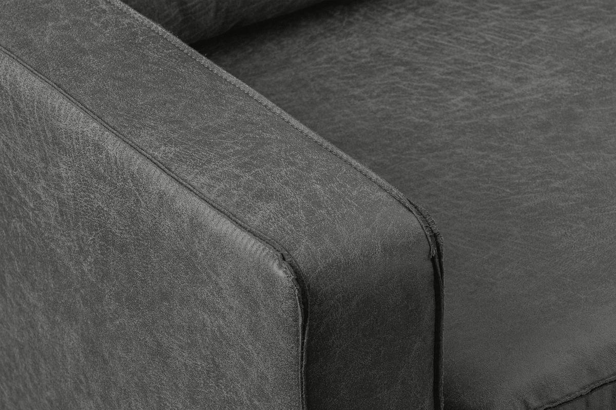 2-SITZER-SOFA INVIA Klassische-Stil mit Armlehnen, Lederoptik-Stoff, dunkelgrau - Dunkelgrau/Schwarz, Textil (164/87/98cm) - KONSIMO®