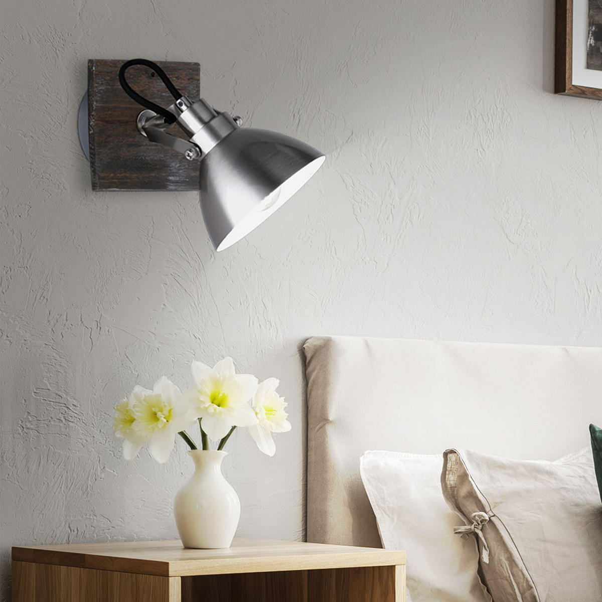 WANDLEUCHTE TIMBER Silber matt - Silberfarben, Holz (15/21.5/12.5cm)