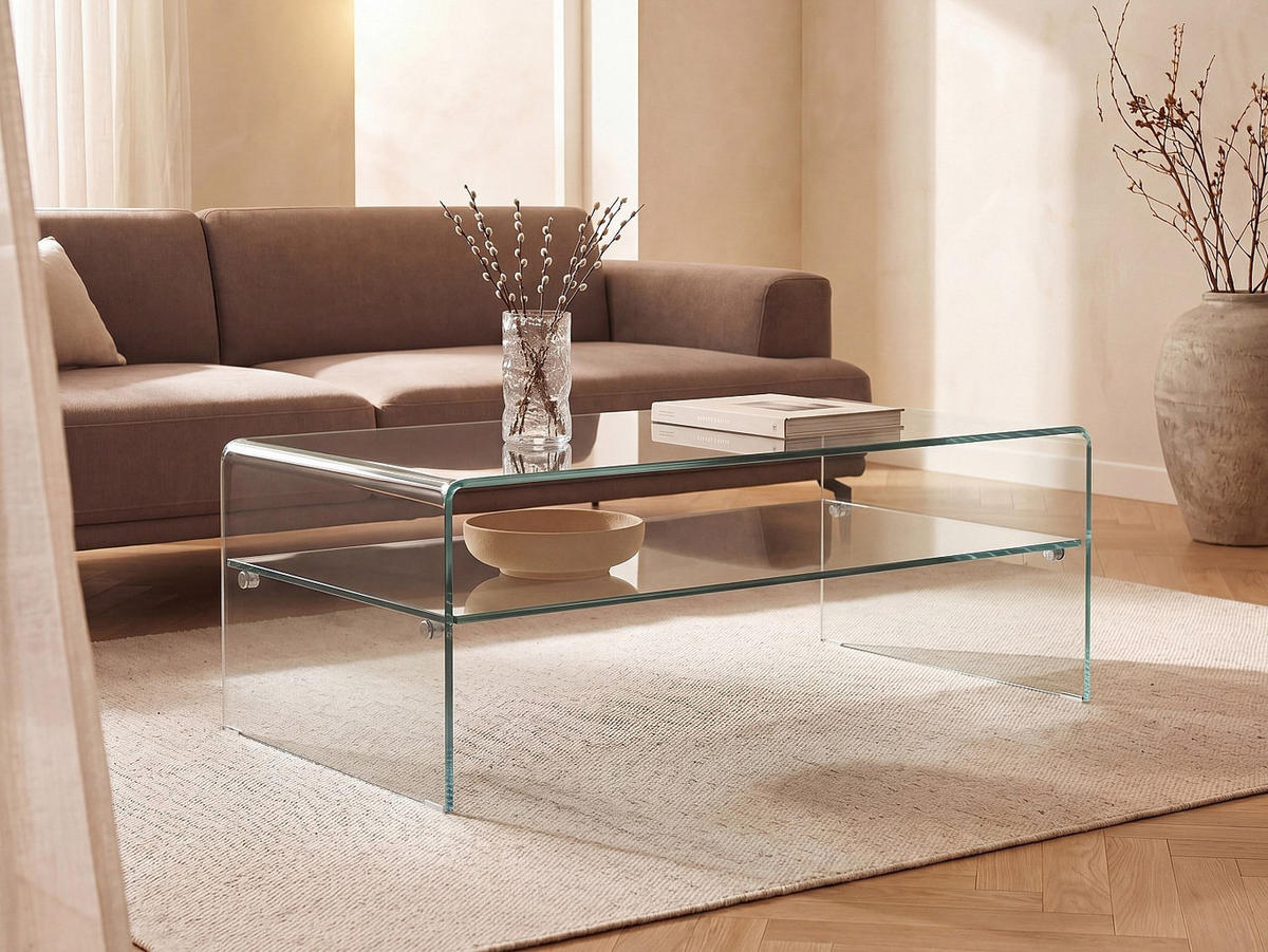 COUCHTISCH - 120 cm x 60 cm - glas - transparent Stileos - Transparent, Glas (60/120/43cm) - Vente-Unique