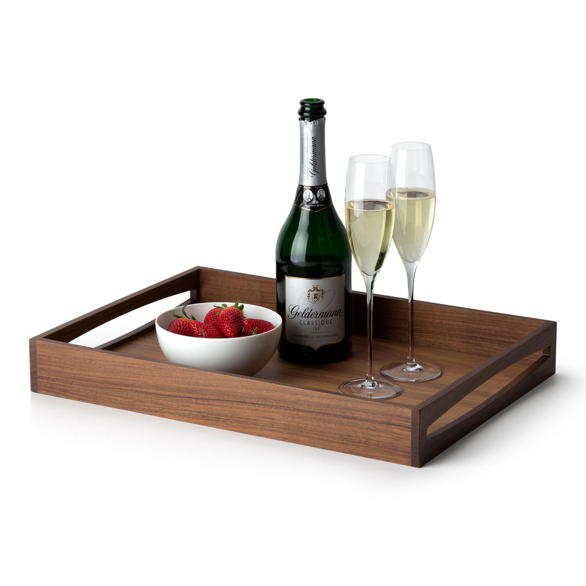 TABLETT mit Griffen, Walnussholz 49 x 35 cm - Braun, Holz (36/7/49cm) - Continenta